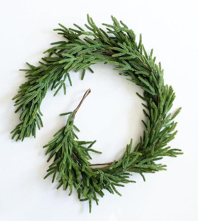 72" Real Touch Norfolk Pine Garland Realistic 6ft, Christmas Garland for Mantle, Stairs, Fireplace, Soft and Bendable Real Touch Garland Christmas Greenery, Evergreen Christmas Garlands