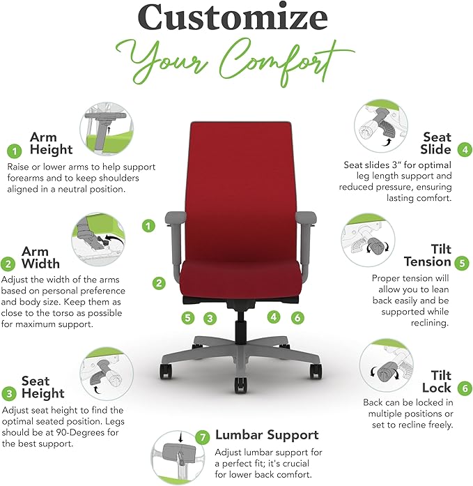 HON Ignition 2.0 Mid Back Task Chair, Spectrum Mesh, Advanced Synchro-Tilt Control, Office Chair with Lumbar Support, Height and Width Adjustable Arms, Titanium Frame, Bullseye