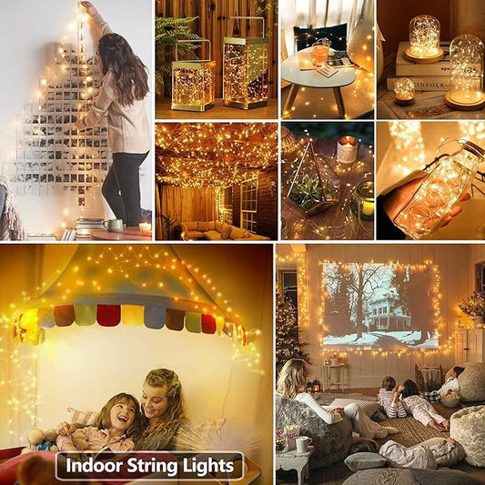 Joomer Battery String Lights, 2PACK Total 32FT 100 LED Battery Operated String Light, Twinkle Fairy Lights with Timer for Home, Garden, Store, Party, Holiday, Indoor Decor (Warm White)