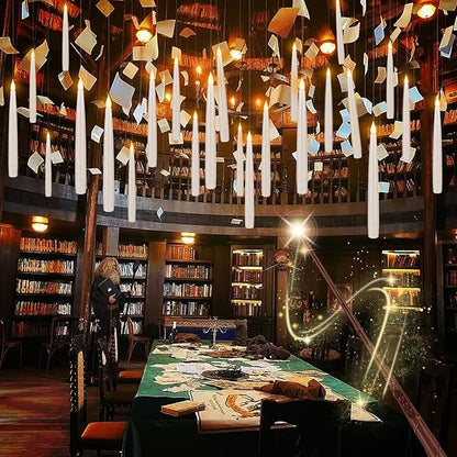 24pack Magic led Taper Candle with Wand Remote,Magic Hanging Candles Flickering Warm Light 6.5" Flameless LED,for Home Decor,Party,Advent and Christmas