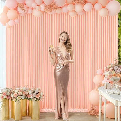 10x10 Peach Backdrop Curtain for Parties Baby Shower Wrinkle Free Peach Photo Curtains Backdrop Drapes Fabric Decoration for Wedding Birthday Party 5ft x 10ft,2 Panels