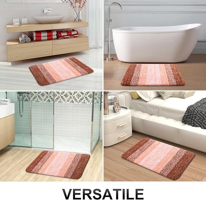 OLANLY Bathroom Runner Rugs 45x27, Extra Soft Absorbent Microfiber Bath Rugs, Rubber Backing, Quick Dry, Machine Washable Bath Mats for Bathroom Floor, Tub and Shower, Home Decor Accessories, Orange