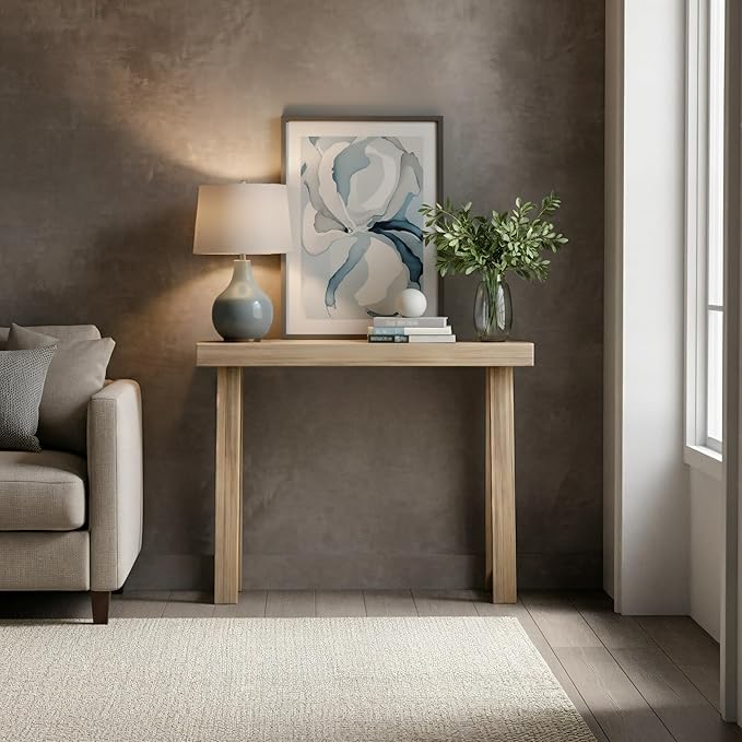 Plank+Beam Solid Wood Console Table, 36 Inch, Sofa Table, Narrow Entryway Table for Hallway, Behind The Couch, Living Room, Foyer, Easy Assembly, Blonde