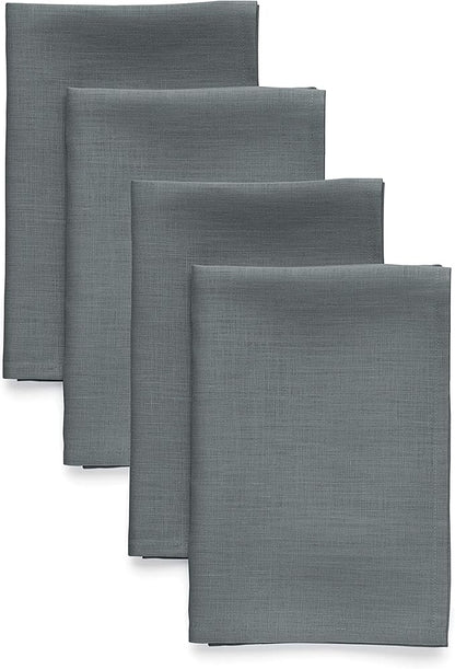 Solino Home Linen Cloth Napkins Set of 4-100% Pure Linen Dark Grey Dinner Napkins 20 x 20 Inch for Fall, Autumn, Winter - Fete, Handcrafted and Machine Washable