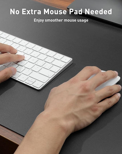 Aothia Faux Leather Desk Mat - Large Mouse Pad, Non-Slip PU Leather Blotter, Waterproof Writing Surface for Office and Home (Grey, 40" x 24")