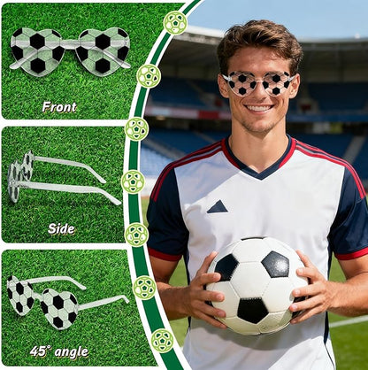 Pibupibu 12/24 Pack Volleyball Softball Football Soccer Gifts for Team Coach Heart Sunglasses Bulk Sports Party Favor Glasses