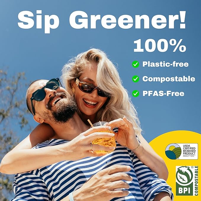 HAY! Straws® 5” Cocktail Straws | 100ct Disposable Natural Wheat Stem Straws | Never Soggy, Neutral-Taste | 100% Biodegradable, Compostable | For Lowball Drinks and Cocktails