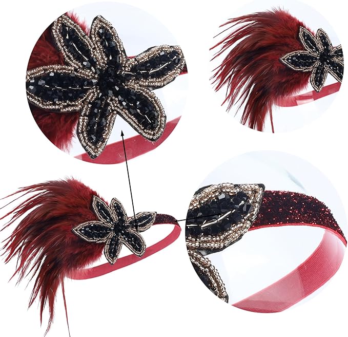 1920S Headband For Women Feather 20s Gatsby Headpiece Flapper Headband for Girl