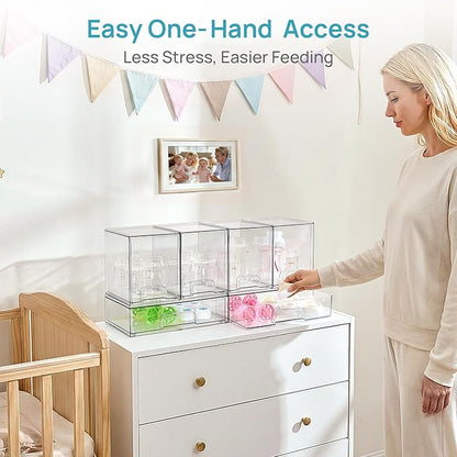 Vtopmart 6 Pack Clear Baby Bottle Organizer Set, Stackable Storage Drawers Ideal for Kichen Countertop, Vanity, Bathroom, Cabinet, Pantry Organization
