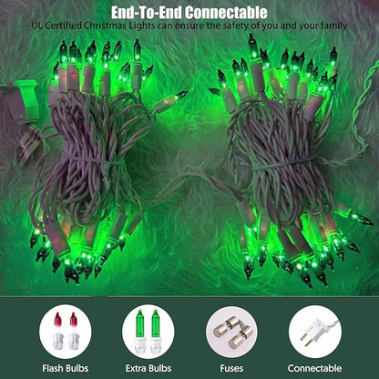 Green Christmas Lights 100 Count St Patricks Day Decorations String Lights with White Wire for Outdoor Indoor Christmas,Wedding Decorations Halloween Decor,UL Certified (21feet)