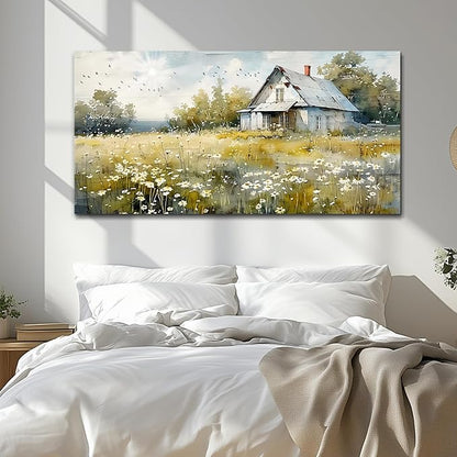 FUHAIHUA Canvas Wall Art For Living Room Large Wall Decor For Office Bedroom Wall Decorations Rural Landscape Paintings Farmhouse Watercolor Pictures Artwork Hotel Aesthetic Home Decor 20x40 In