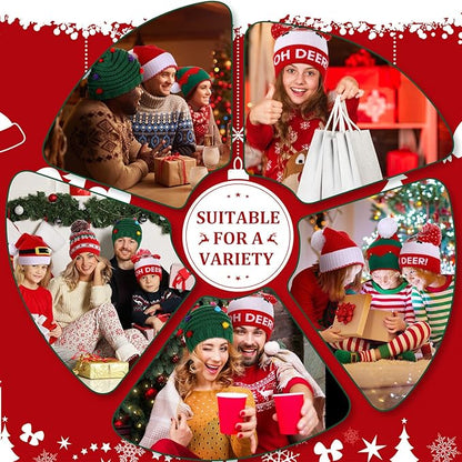 Vicenpal 6 Pcs Christmas Knitted Hat Xmas Beanie Hat Bulk Crochet Knit Cap Set Printed Wool Bulk