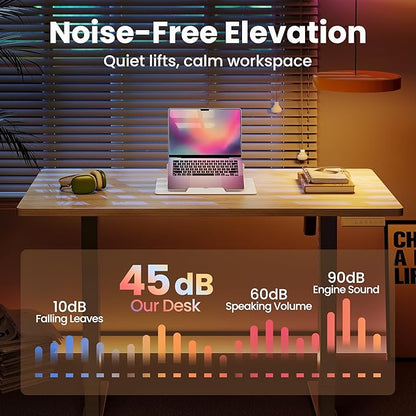 HUANUO Electric Standing Desk,48" x 24" Height Adjustable Desk, 4 Memory Height Settings, Sit to Stand Up Desk for Home Office, with Headphone Hook, Cable Manager, Natural