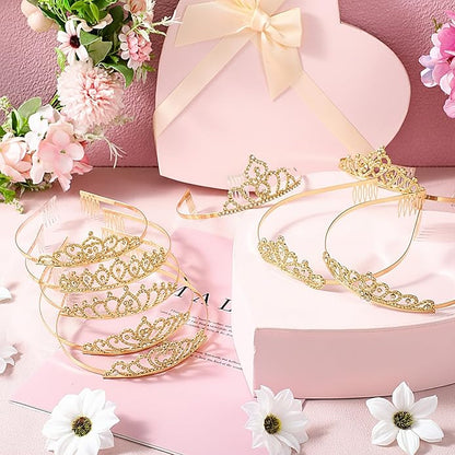 Riceshoot 50 Pcs Tiara Crowns Bulk for Women Crystal Princess Tiara Queen Rhinestone Crown with Comb Silver Bridal Wedding Headband for Women Prom Birthday Party Hair Accessory