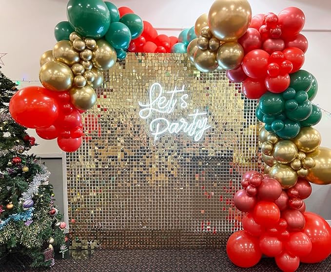 Shimmer Wall Backdrop Light Gold Square Sequin Wall Panel Backdrop Decor for Wedding, Anniversary, Birthday, Party, 12 Panels
