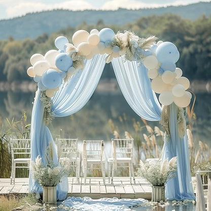 Wokceer Baby Blue Wedding Arch Draping Fabric Backdrop 3 Panels 28.7" X 20FT Sheer Drapes Fabric for Wedding Arbor Ceremony Party