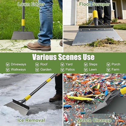 Garden Flat Shovel Scraper: 60" Metal Snow Ice Scraper, Adjustable Handle, Multifunctional Floor Scraper for Weed Cleaning Edging Trenching & Removing Snow Ice Dirty Moss