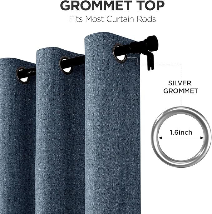 Joydeco Blackout Curtains 120 Inches Long 2 Panels Burg, Room Darkening Curtains for Bedroom, 100% Black Out Textured Thermal Drapes Privacy Protection 2 Panels Set(W52 x L120 Inch, Navy Blue)