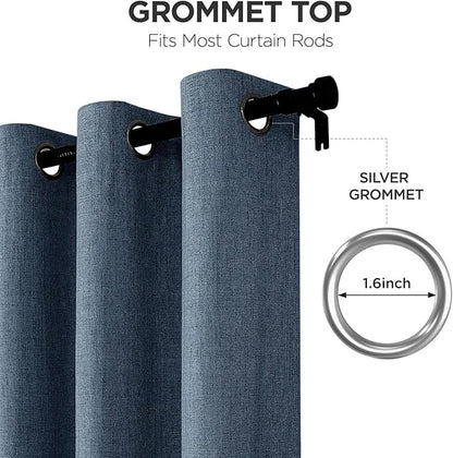 Joydeco Blackout Curtains 120 Inches Long 2 Panels Burg, Room Darkening Curtains for Bedroom, 100% Black Out Textured Thermal Drapes Privacy Protection 2 Panels Set(W52 x L120 Inch, Navy Blue)