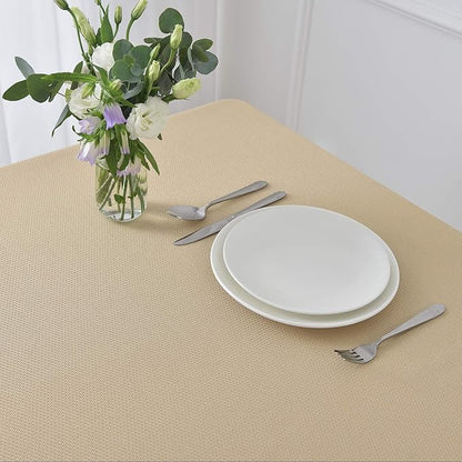 maxmill Textured Rectangular Tablecloth Water Resistance Antiwrinkle Spillproof Soft Jacquard Table Cloth for Dining Room, Buffet Banquet Parties and Holiday Dinners, 60 x 104 Inch, Beige