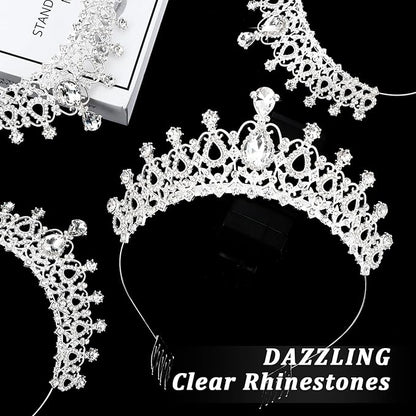 CIEHER 18 PCS Gold Crowns for Women, Crystal Queen Crown Princess Tiaras for Prom Birthday Party Halloween Costume