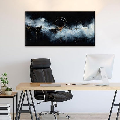 Canvas Wall Art Decor Modern Paintings Abstract Wall Decor Maximalist Gold Circle Black White Abstract Wall Art Prints Picture For Bedroom Kitchen Office Artwork Ready To Hang 20" × 40"