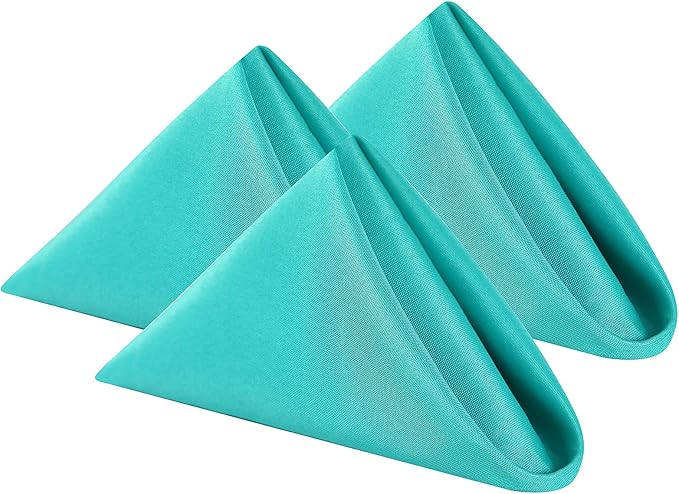 Cloth Napkins 20x20 inch Washable Polyester Dinner Napkins Soft Table Napkins for Wedding Party Dining Banquet(Turquoise,12PCS)