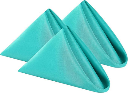 Cloth Napkins 17x17 inch Washable Polyester Dinner Napkins Soft Table Napkins for Wedding Party Dining Banquet(Turquoise,25PCS)