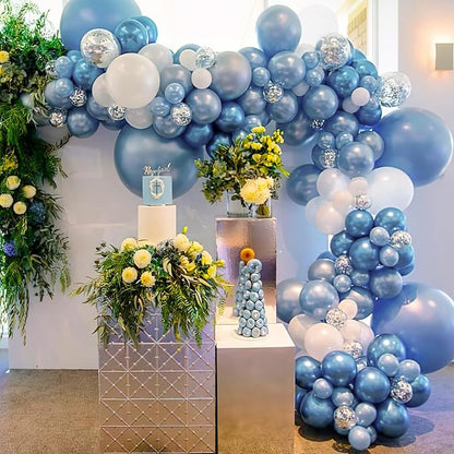 PartyWoo Metallic Light Blue Balloons 50 pcs 5 inch Metallic Baby Blue Small Mini Balloons for Graduation Wedding Baby Shower Gender Reveal Anniversary Birthday Party Decorations Blue-G119