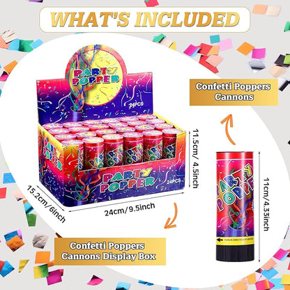 Honoson 72 Pcs Confetti Poppers Cannons Confetti Shooters Air Compressed Cannon for Wedding Birthday Party Bridal Shower Graduation Decoration Favor (4.33 Inch)