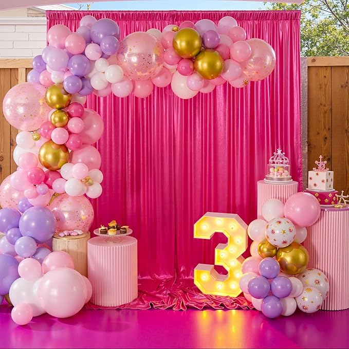 30x10ft Shimmer Hot Pink Sequin Backdrop Curtain for Parties-6 Panels 5x10ft Thick Wrinkle Free Glitter Fuchsia Photo Backdrop Drapes Curtains for Wedding Hot Pink Theme Party Photography Background