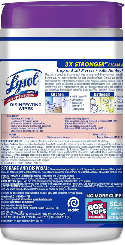 Lysol Disinfectant Wipes, Multi-Surface Antibacterial Cleaning Wipes, Dorm Room Essentials For Disinfecting and Cleaning, Early Morning Breeze, 80 Count (Pack of 1)