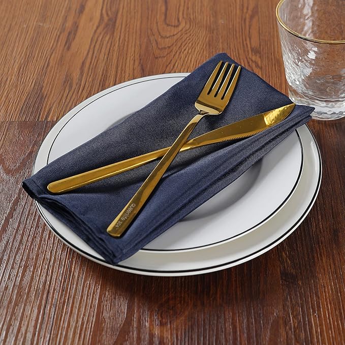 Cloth Napkins 17x17 inch Washable Polyester Dinner Napkins Soft Table Napkins for Wedding Party Dining Banquet(Navy,100PCS)