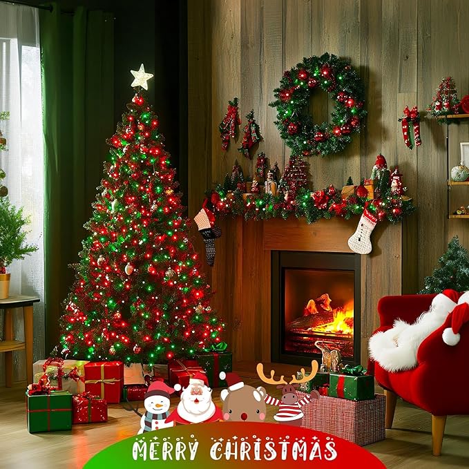 JMEXSUSS 600 LED Red and Green Christmas String Lights Outdoor, Red and Green Lights Clear Wire, Christmas Twinkle String Light Plug in for Holiday Tree Xmas Party Decorations