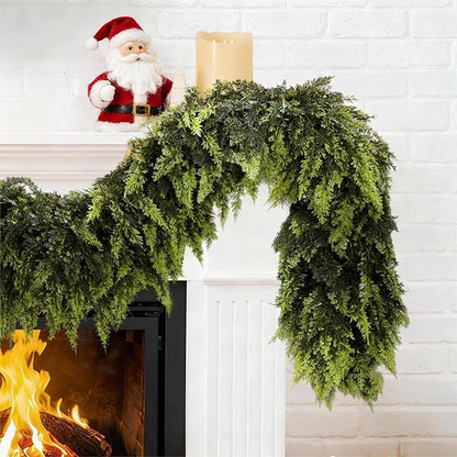 6FT Real Touch Christmas Cedar Garland – Thickness Faux Greenery Garland for Mantel, Fireplace, Table & Doorway | Realistic Indoor Outdoor Holiday Décor (2 Pack)