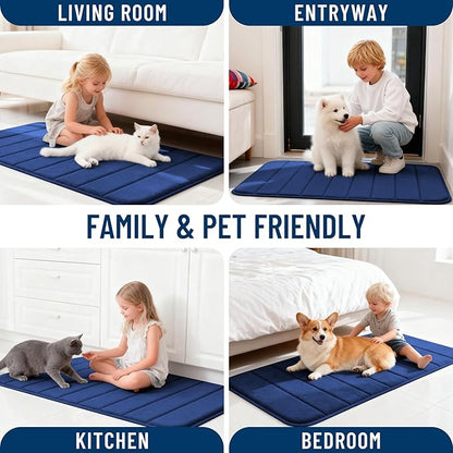 OLANLY Memory Foam Bath Mat 30x20, Super Soft Absorbent Bathroom Rugs, Quick Dry, Machine Washable Shower Floor Rugs, Bathmat Carpet, Bathroom Home Decor Accessories, Twilight Sapphire