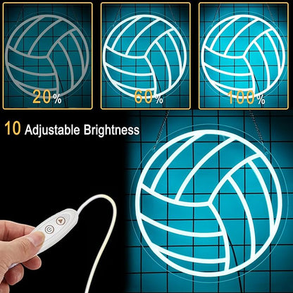 Volleyball Neon Sign for Home Decor, Bedroom, Led, Room, Gym, Sports - Men Women Wall Decor Gift Size 12''