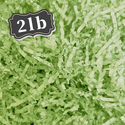 ZEBMOON 2 LB Light Green Crinkle Cut Paper Shred Filler Great for Gift Wrapping, Basket Filling, Birthday, Wedding, Halloween, Thanksgiving, Christmas Day, New Year Party Decorations Filling Supplies