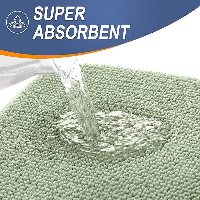 OLANLY Thick Memory Foam Bath Mat Rug 44x24, Extra Soft Absorbent Bathroom Rug, Quick Dry Bath Mats, Non-Slip, Machine Washable Carpet for Bathroom, Tub and Shower, Home Decor Accessories, Sage Green
