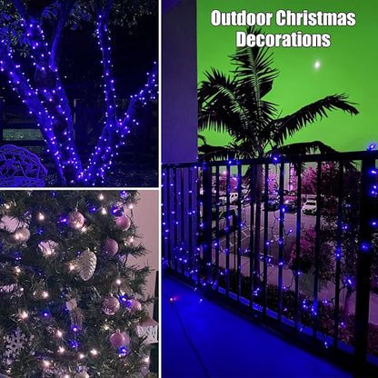 Christmas Lights 100 Count Blue Christmas Tree String Lights with White Wire for Outdoor Indoor Christmas Decorations Wedding Decorations Valentines Day Decor,UL Certified (21feet)