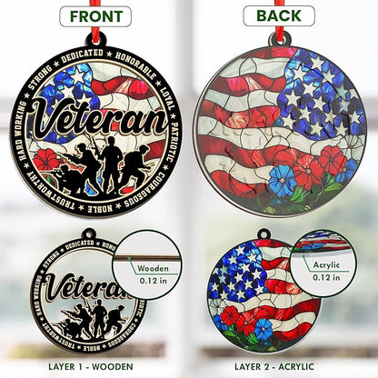 FLAGWIX Army Christmas Ornaments for Patriotic - Suncatcher Army Ornaments for Christmas Tree Decorations - Veteran Gifts for Men Women Dad Grandpa, Military Ornaments, Veterans Day Gifts Bulk