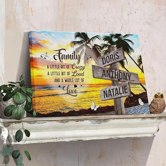 Dem Canvas Personalized Family Names Canvas, Custom Vintage Wooden Sign With Name, A Whole Lot Of Love Family Street Sign Customized