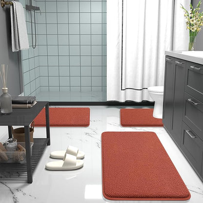 OLANLY Thick Memory Foam Bath Mat Rug 36x24, Extra Soft Absorbent Bathroom Rug, Quick Dry Bath Mats, Non-Slip, Machine Washable Carpet, Tub and Shower, Home Decor Accessories, Rustic Terracotta