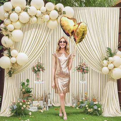 10 Panels Beige Backdrop Curtain for Wedding Parties Wrinkle Free Beige Photo Curtains Backdrop Drapes Fabric Decoration for Baby Shower Photography 50ft(W) x 10ft(H)