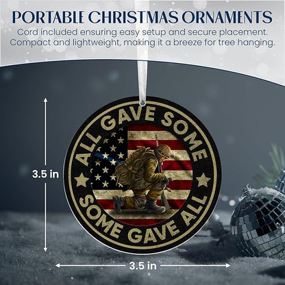 FLAGWIX Christmas Veteran Gifts for Men Women - Acrylic Christmas Ornaments 2025 for Tree Decorations - Army Gifts for Men Dad Grandpa Veterans, Patriotic Christmas Ornaments, Veterans Day Gift