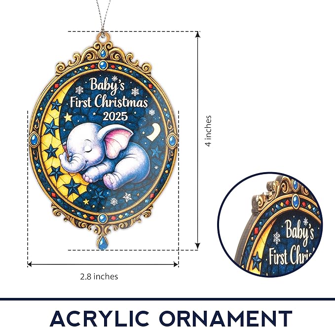 Baby’s First Christmas 2024 Ornament – Baby Ornament – Baby Gifts – Nursery Decor – Christmas Ornament – Christmas Ornament 2025 – White Elephant Gifts - Xmas Tree Funny Decoration RUSATEN Baby2