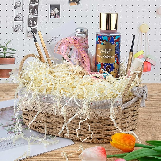 Caleihd 1/2 LB Crinkle Cut Paper Shredded Filler Paper for Gift Baskets Gift Box Confetti Paper Shreds Decoration Stuffing for Birthday, Weddings, Anniversaries, Christmas Wrapping Oyster White