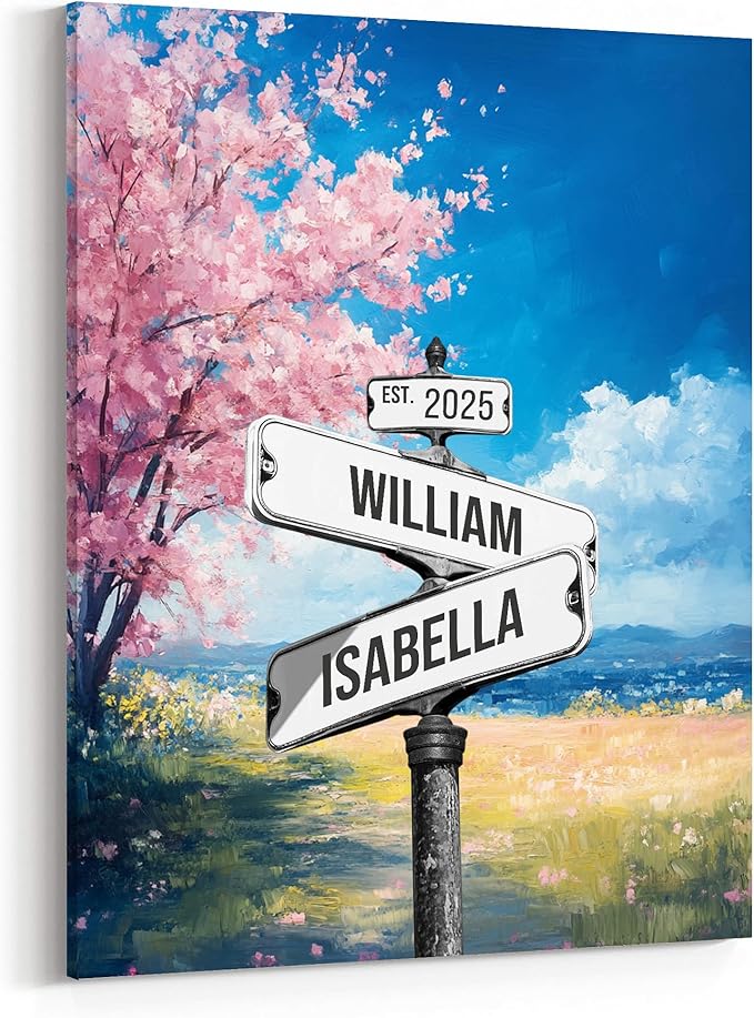 GABITA Personalized Crossroads Street Sign Wall Art for Couples, Anniversary Canvas for Couple, Gift for Valentines Day, Girlfriend Boyfriends Gifts, Custom Poster for Wife and Husband 3