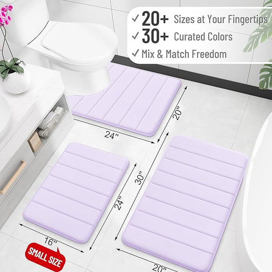 OLANLY Memory Foam Long Bathroom Rugs Runner 47x24, Super Soft Absorbent Bath Mat, Quick Dry, Machine Washable Shower Floor Rugs, Bathmat Carpet, Bathroom Home Decor Accessories, Lavender