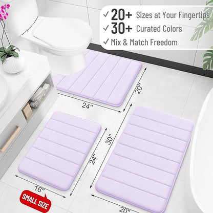 OLANLY Memory Foam Long Bathroom Rugs Runner 47x20, Super Soft Absorbent Bath Mat, Quick Dry, Machine Washable Shower Floor Rugs, Bathmat Carpet, Bathroom Home Decor Accessories, Lavender